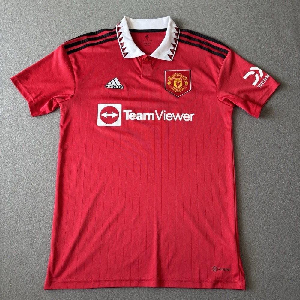 Adidas 2022/23 Manchester United Home Collar Soccer Jersey H13881 Men's Size M